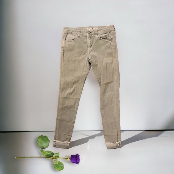 American Eagle Light Grey Jeggings AEO Sateen X4 Super Stretch - Picture 14 of 14